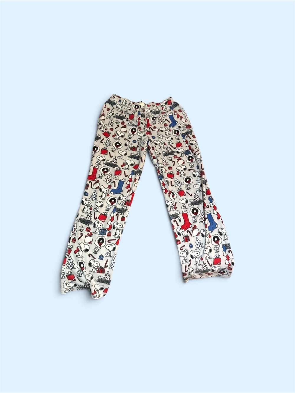 Snoopy White Holiday Print Pajama Pants with Red & Blue Accents